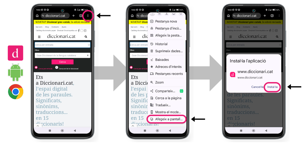afegir diccionari.cat a chrome